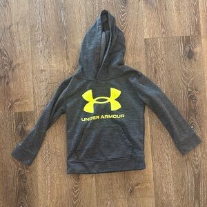 Under Armour Kids Charcoal Hoodie with Neon Yellow Logo